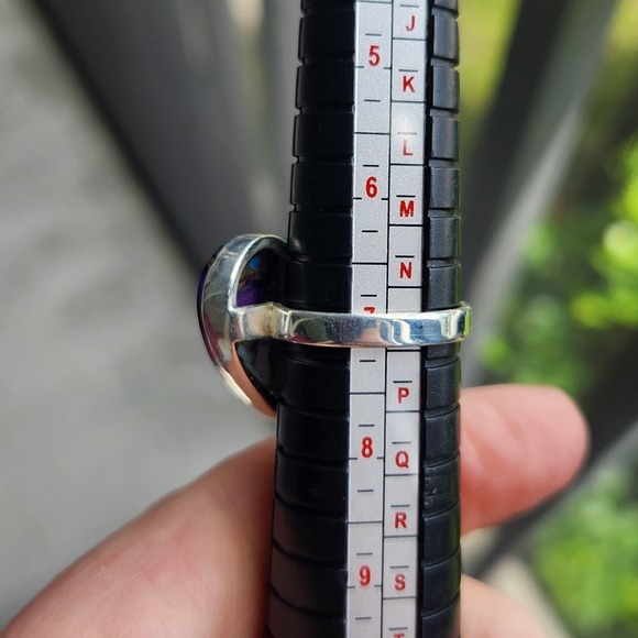 Handmade Sterling Silver 925 Purple Mojave Heart Statement Ring Size 7 - Picture 7 of 9